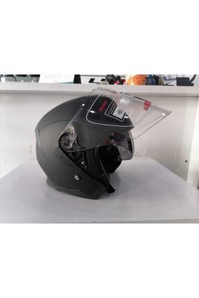 Jk526 Güneş Vizörlü Mat Siyah Açık Kask Image 0