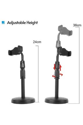 Masaüstü Teleskopik Telefon Tutucu Telefon Tutacağı Masa Üstü Siyah Image 5