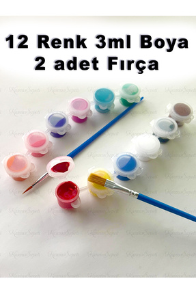 12 Renk 3ml Akrilik Boya ve 2 Adet Fırça Tuval Boyamak için Boya ve fırça seti Image 0