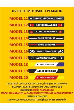 Motosiklet Plakalık Uyumlu Uv Baskı Kişiye Özel 1 Adet Standart Takmatik Motor Plakalık 15x24 Image 2