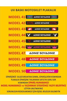 Motosiklet Plakalık Uyumlu Uv Baskı Kişiye Özel 1 Adet Standart Takmatik Motor Plakalık 15x24 Image 5