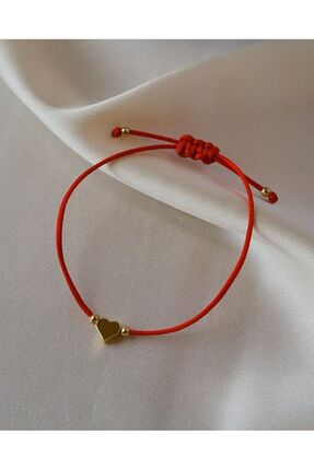 Saten ip Kalpli Kırmızı İp Şans Bilekliği, Kırmızı İp Dilek Bileklik Image 1