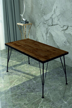60x90 Dekoratif Ceviz Mutfak Balkon Bahçe Cafe Yemek Masası Image 0