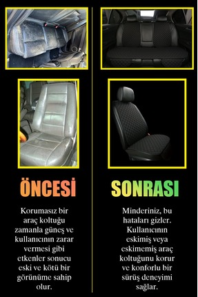 Tay Tüyü Oto Koltuk Minder 7 Parça Terletmez Kaymaz Cepli Siyah Nakış Image 2
