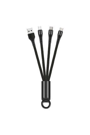 3in1 Usb Şarj Kablosu Iphone-type-c - Micro 3.1amper Hızlı Şarj Siyah Xf-52 Image 0