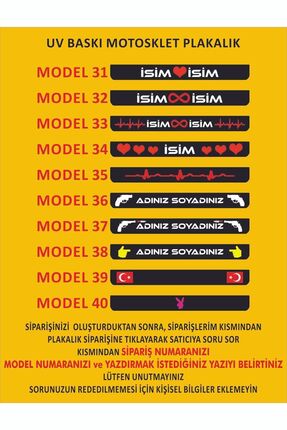 Motosiklet Plakalık Uyumlu Uv Baskı Kişiye Özel 1 Adet Standart Takmatik Motor Plakalık 15x24 Image 4