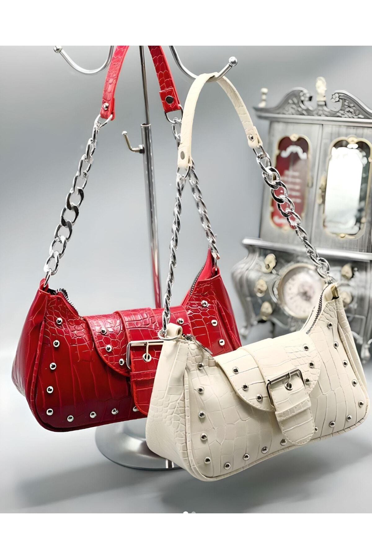 کیسه بازوی سفید با الگوی تمساح استخوانی استخوانی