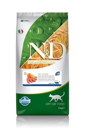 Nd Ocean Somonlu Ve Portakallı Düşük Tahıllı Kısırlaştırılmış Kedi Maması 10 Kg Image 0