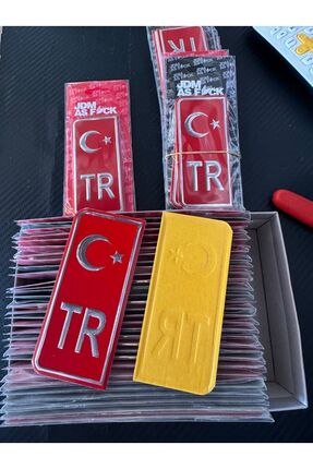 TR Plaka Arması Kırmızı 2’li Damla Etiket Sticker +AA KALİTE Image 1