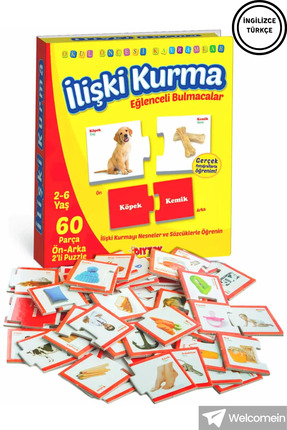 İlişki - Bağlantı Kurma 2-6 Yaş Eğlenceli Bulmacalar Puzzle Eşleştirme Zeka Kartları 60 Parça Image 0