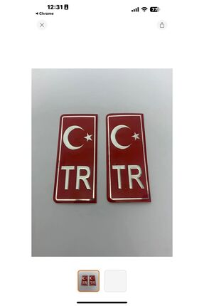 TR Plaka Arması Kırmızı 2’li Damla Etiket Sticker +AA KALİTE Image 2