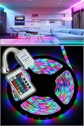 5 Metre Animasyonlu Tak Çalıştır Kumandalı Parti Şerit Led RGB Image 0
