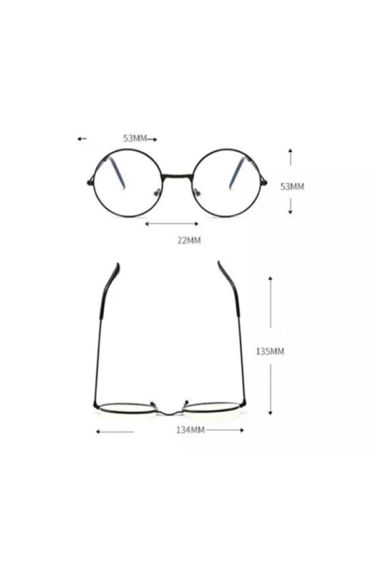 عینک های رترو گرد شیشه شفاف با قاب مشکی