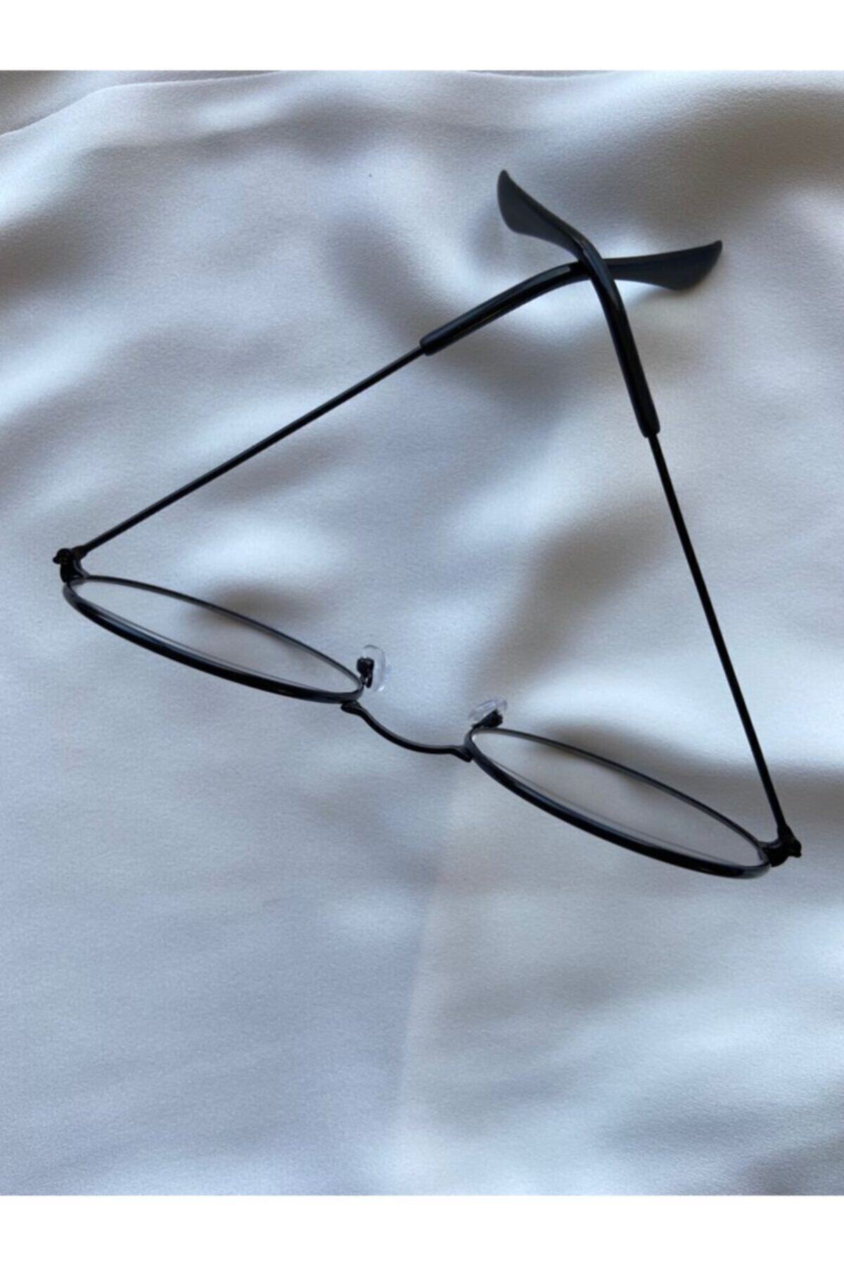 عینک های رترو گرد شیشه شفاف با قاب مشکی