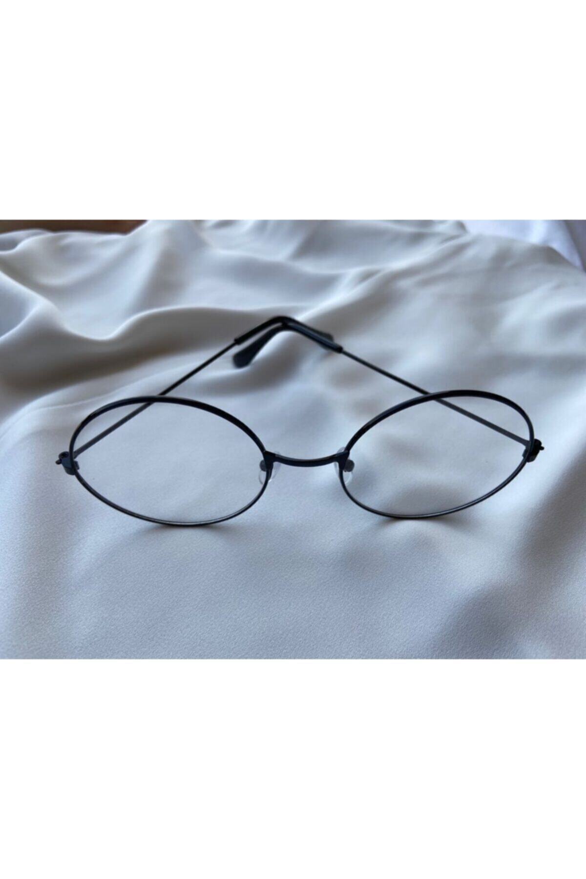 عینک های رترو گرد شیشه شفاف با قاب مشکی