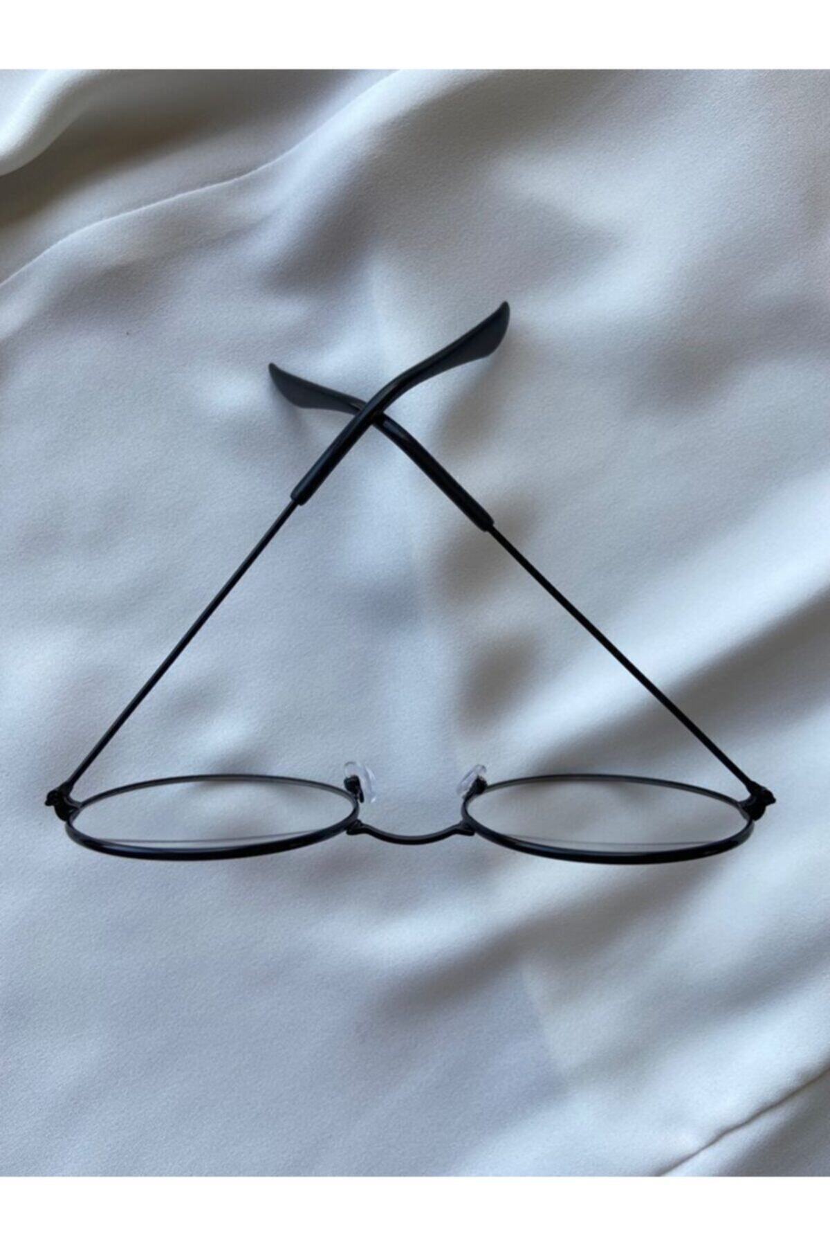 عینک های رترو گرد شیشه شفاف با قاب مشکی