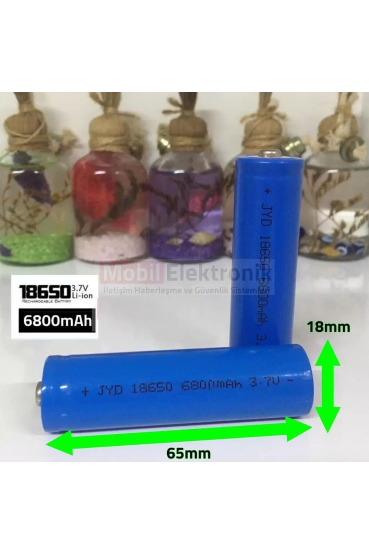 18650 Şarjlı Pil (EL FENERİ PİLİ) 3.7v 6800mah Büyük Boy Tekli