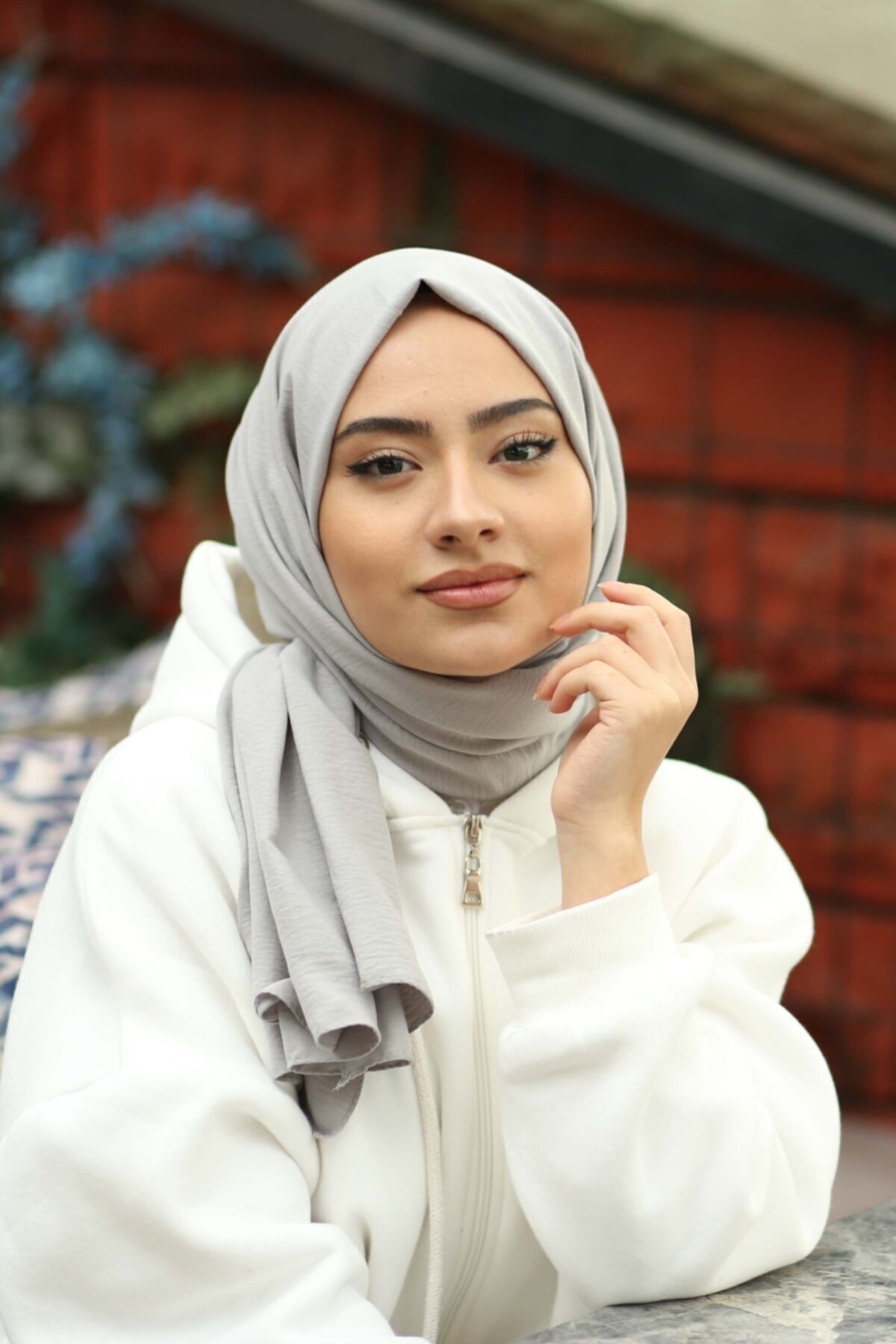 مدل شال جاز کراش نخی حجاب -طوسی روشن