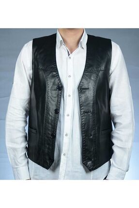 Hakiki Deri Tarz Yelek Image 0