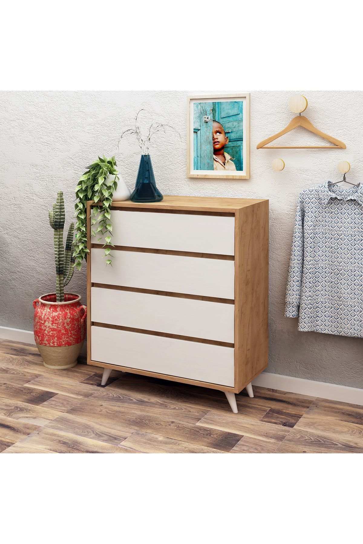 Suvera 4 کشو بلوط بلوط سفید