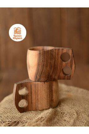 Kuksa 2'li , Ceviz Ağacından Bardak, Kamp Bardağı, Doğal Kupa Bardak, Dokaratif Kupa Image 0