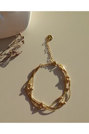 Çelik Gold Altın Topçuklu Kadın Dorika Bileklik Image 0