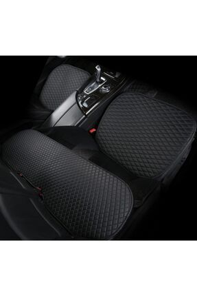 Araba Koltuk Minderi Ön Ve Arka Takım Uyumlu  3 Parça Siyah Deri Siyah Desen Image 1