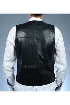 Hakiki Deri Tarz Yelek Image 5