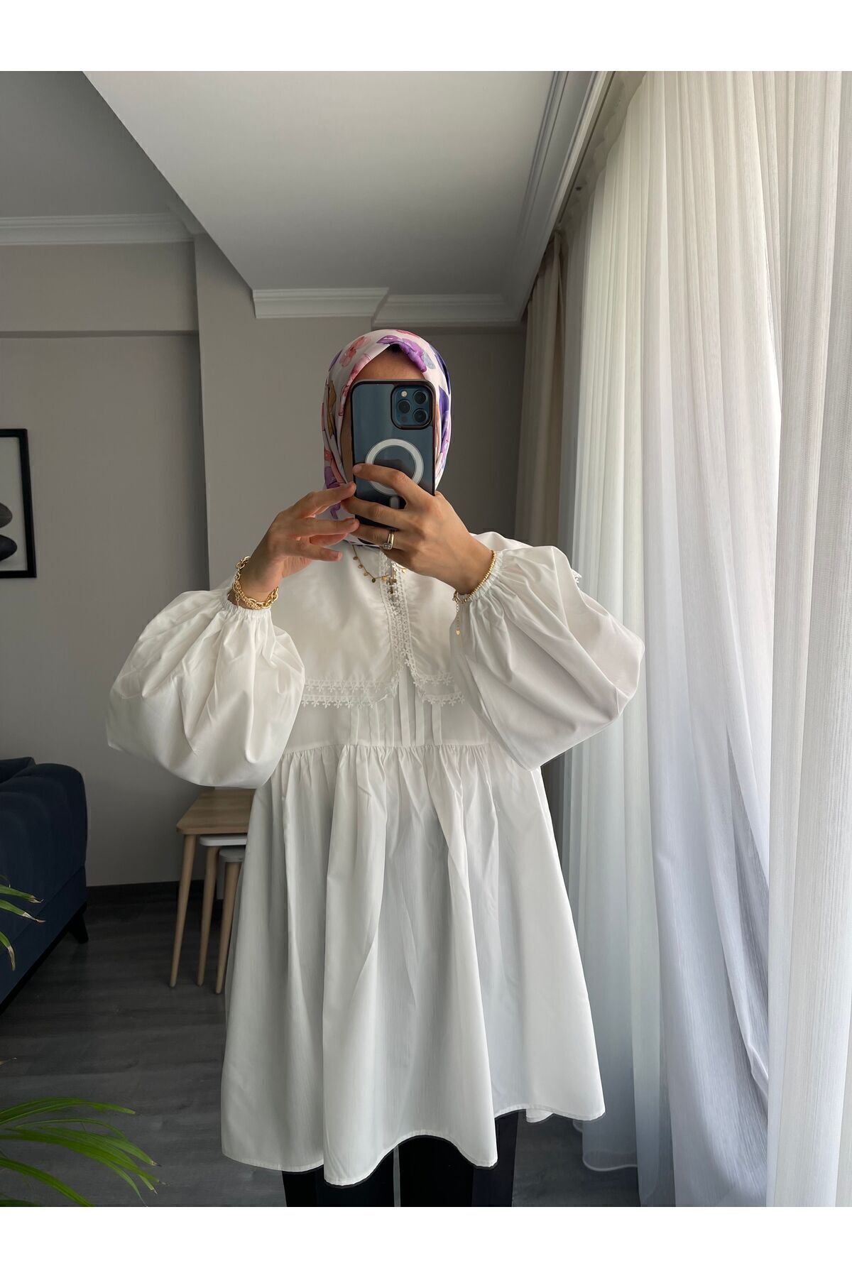 تونیک پوپلین یقه دار