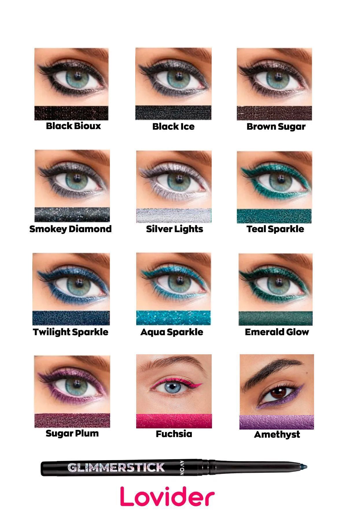 مداد چشم Glimmerstick Shimmer Lift - Black Bioux 2 Pack + Mirror Pocket Lovider