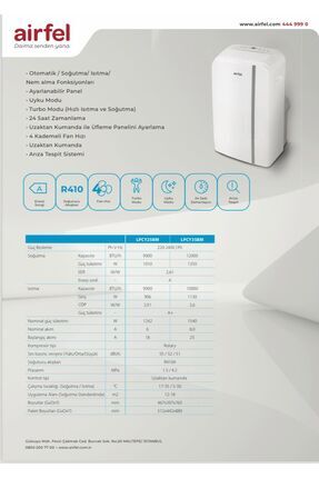 AİRFEL LPCY35BV1BM 12.000 BTU A SINIFI R410 GAZ MOBİL KLİMA Image 3