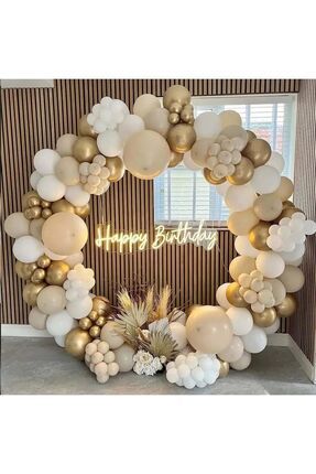 80 Adet Krom Gold Beyaz Deniz Kumu Balon Seti Image 0