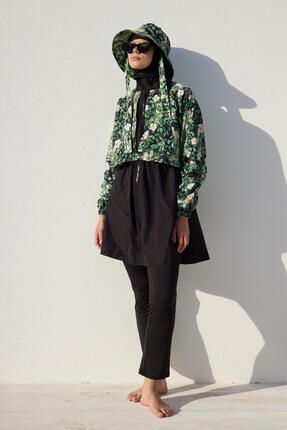 RÜZGARLIKLI 3'LÜ TESETTÜR MAYO TAKIMI YAPRAK Image 0