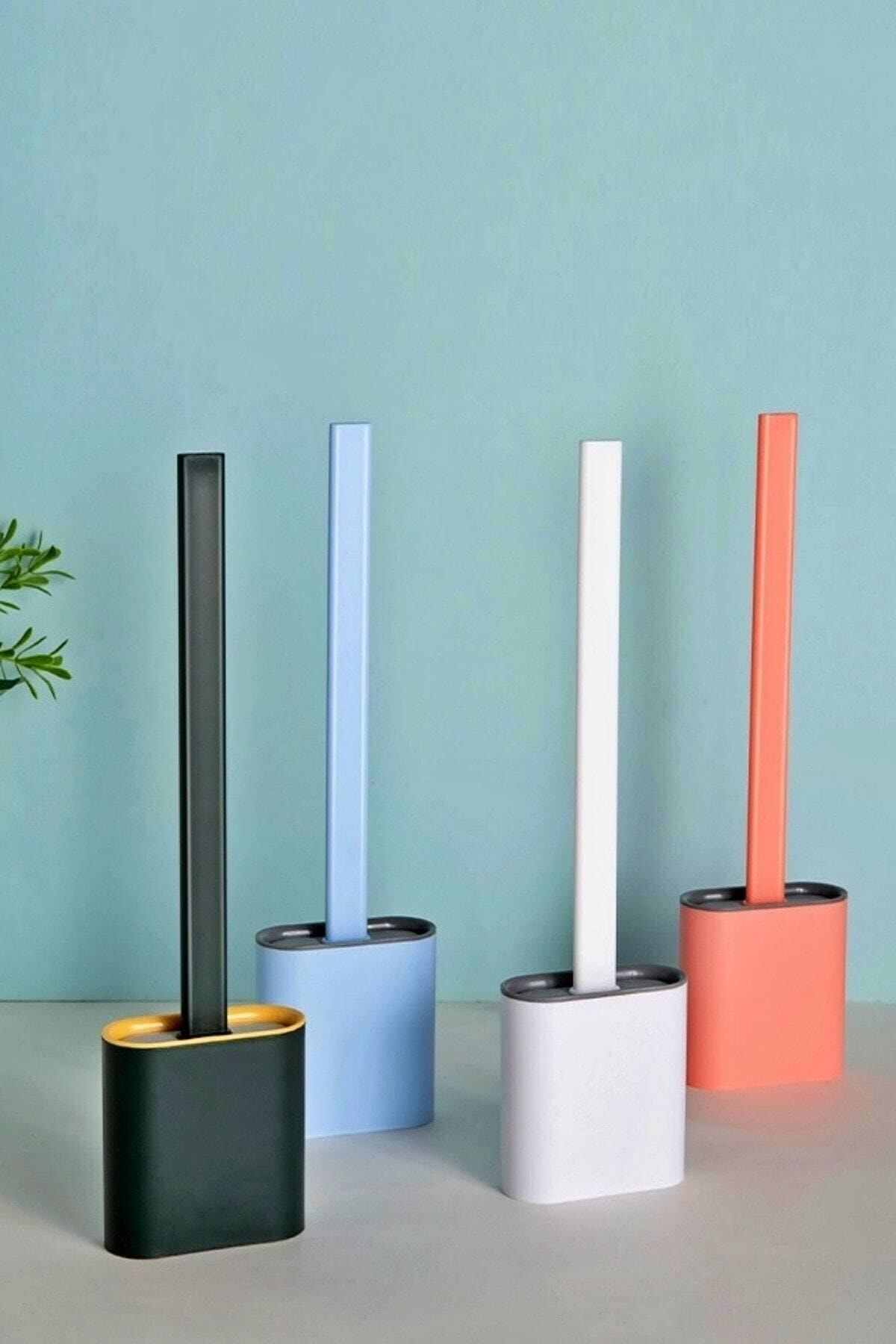 Tilbe Home Silikon Tuvalet Fırçası Seti Banyo Klozet Fırçası Bükülebilir Wc Fırçası Çok Renkli Toilet Brush Set