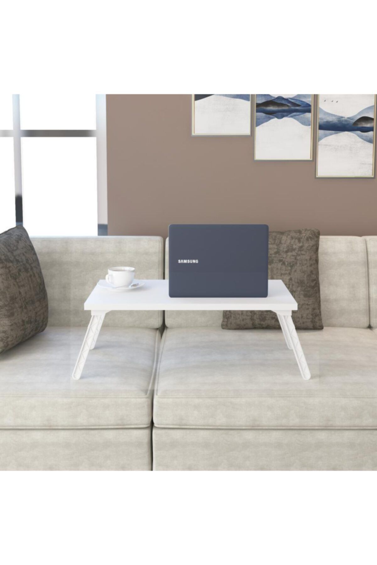 EraHome Laptop Katlanır Ayaklı Sehpa Beyaz