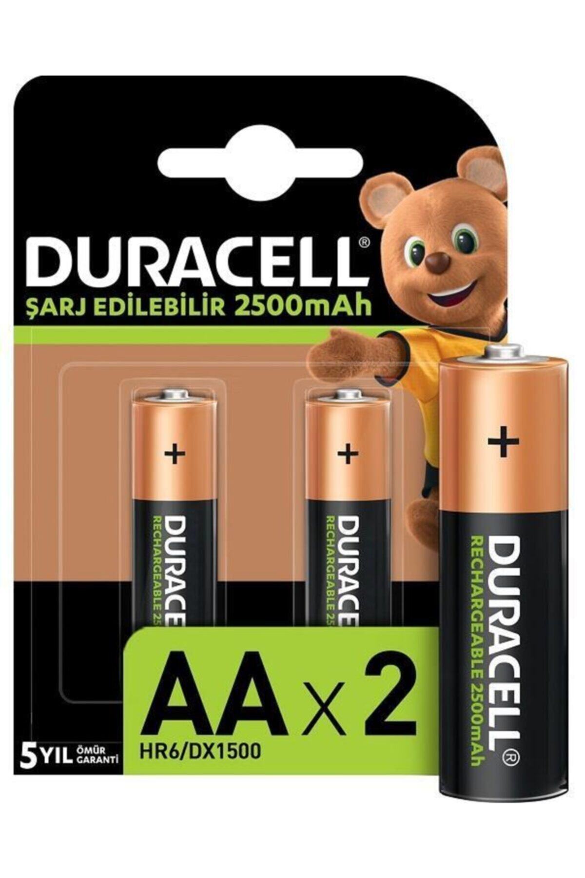 Duracell Şarj Edilebilir Kalem Pil 2'li Aa 2500mah 5 Yıl Ömür Garantili