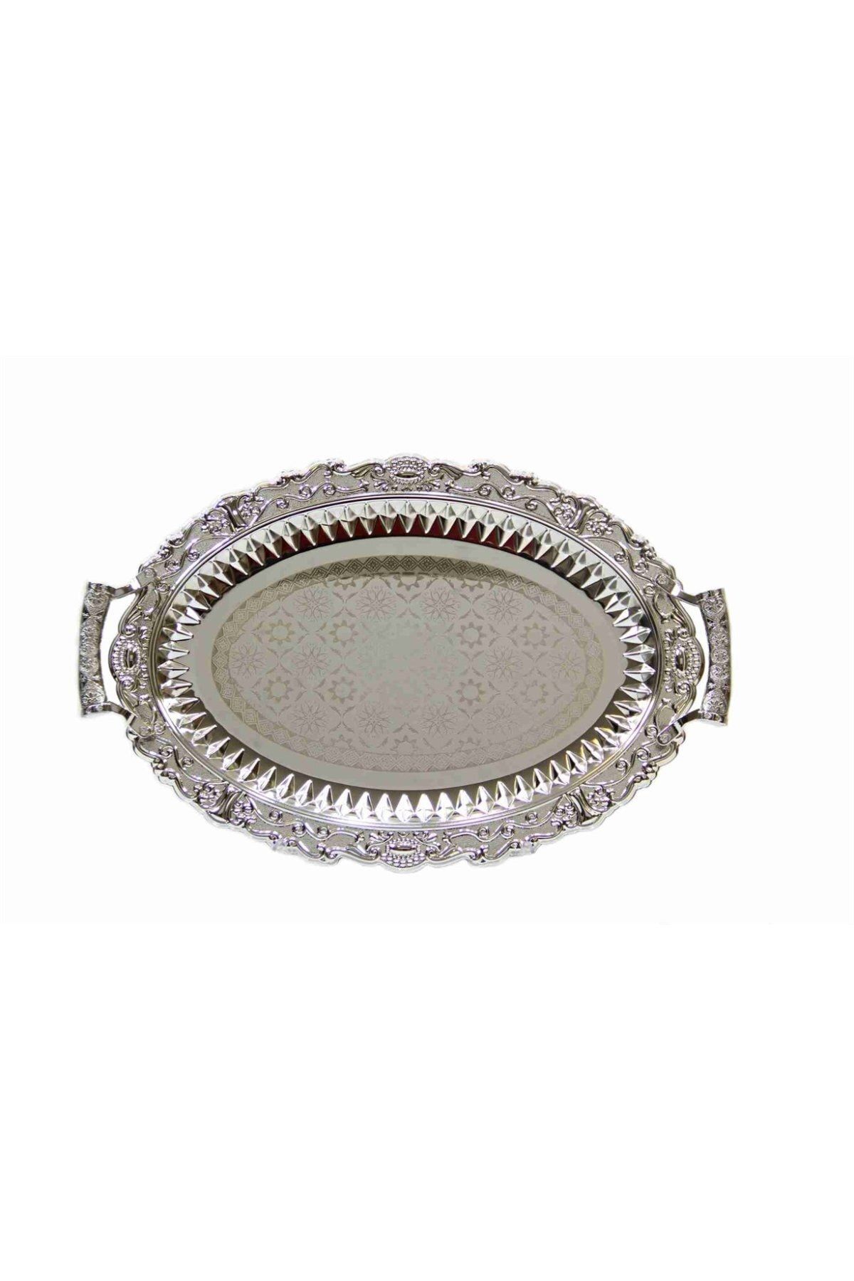 Gardenonya Dekoratif Gümüş Tepsi Oval 39x26 Söz Ve Nişan Tepsisi
