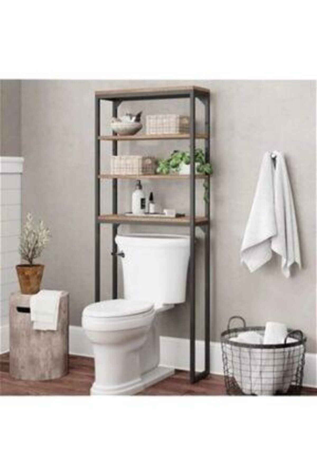 Yelken Kahverengi Wc Arkası Klozet Rafı 3 Raflı Banyo Düzenleyici