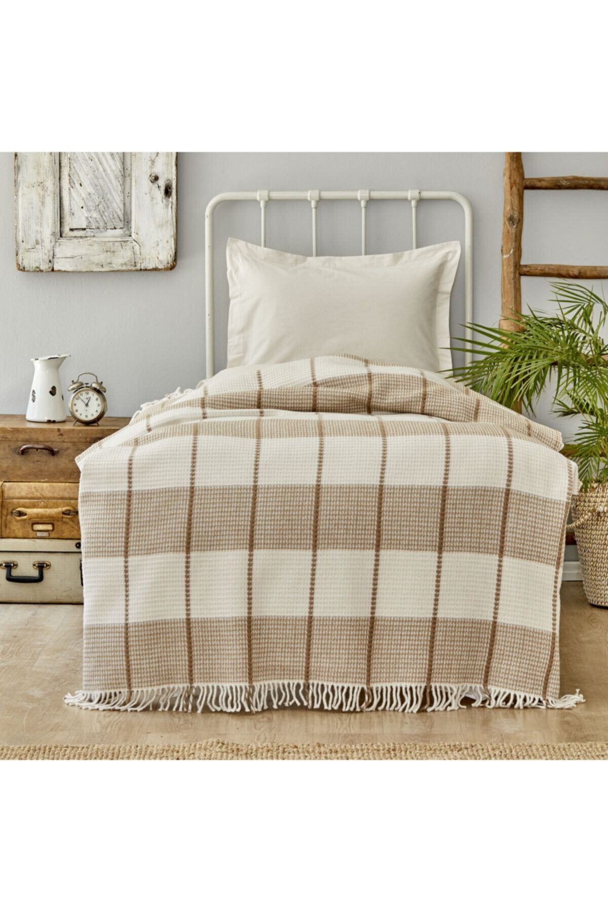 Karaca Home Carmen Bej Waffle Pamuk Throw