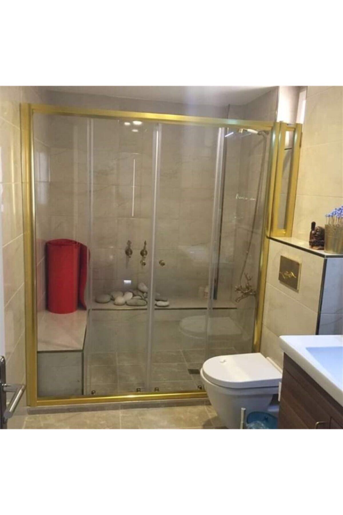 ayzaduş 160 cm Gold Profil Şeffaf 5mm Cam Duşakabin