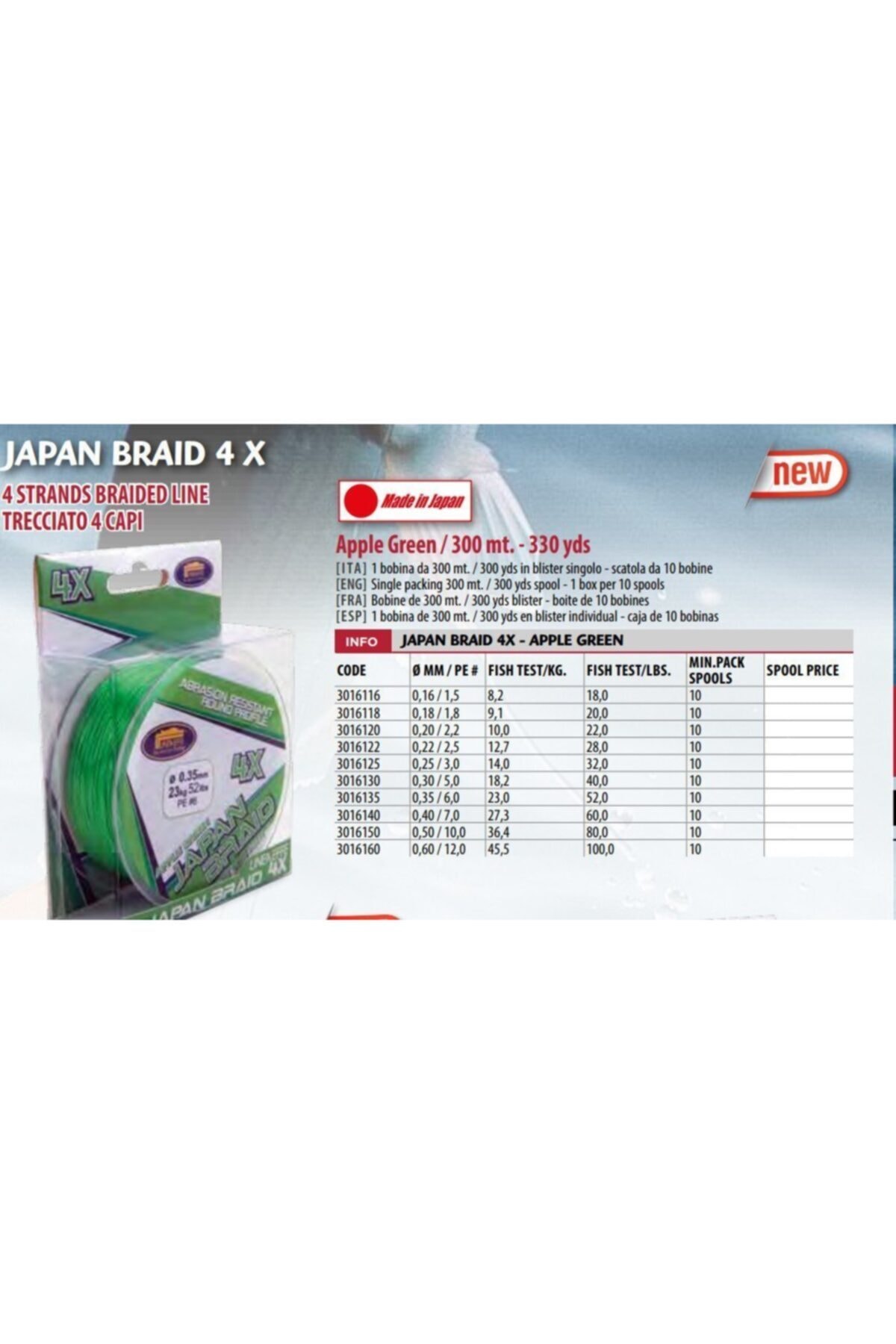 LİNEAEFFE 300 Mt 4 Örgü Yeşil Ip(made In Japan) 0,20 Mm