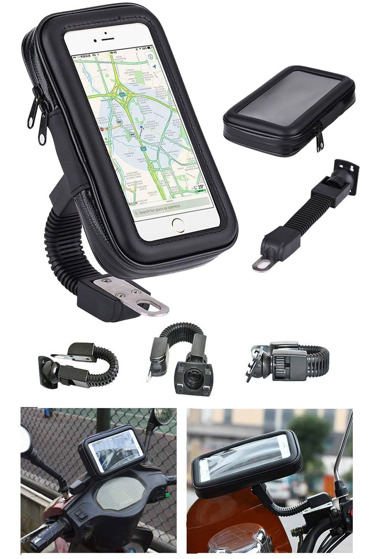 Favors Oneplus 8,8 Pro Uyumlu Su Geçirmez Motosiklet Telefon Tutucu Aynaya Montajlı Kılıf