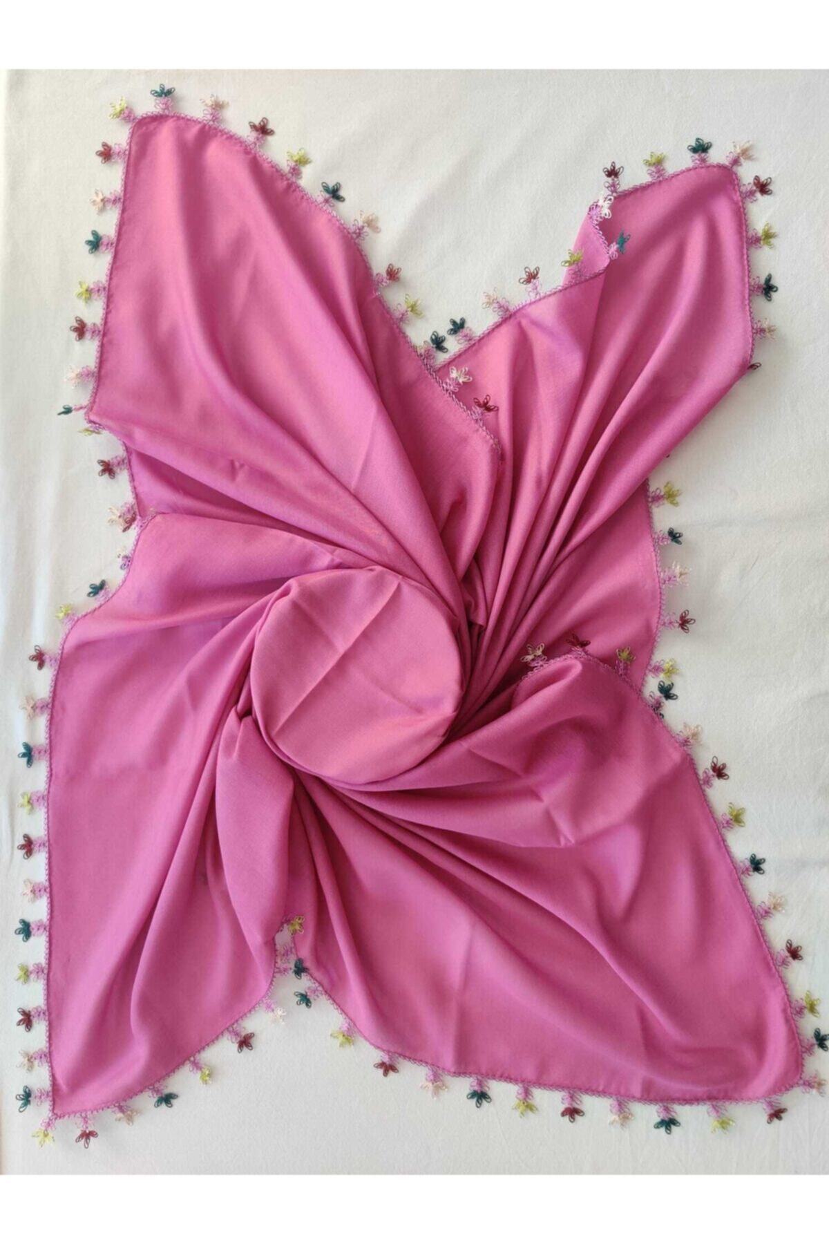 Beray Tülbent El Işi Kaliteli Iğne Oyalı Tülbent Yazma Pembe