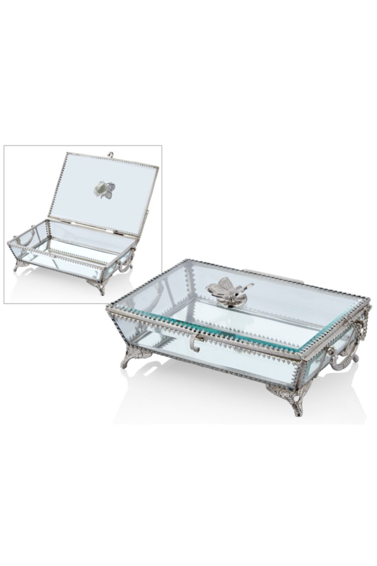 Sanremo Elite Kelebekli Dekoratif Kutu Silver