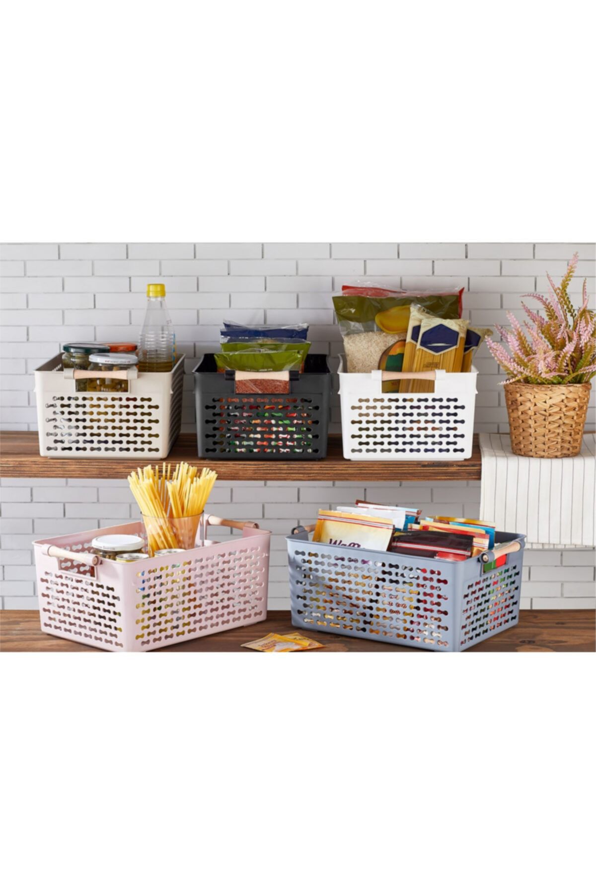 Happy Home Ahşap Saplı 5 Adet Tezgah Üstü Çok Amaçlı Düzenleyici Organizer /cn4363