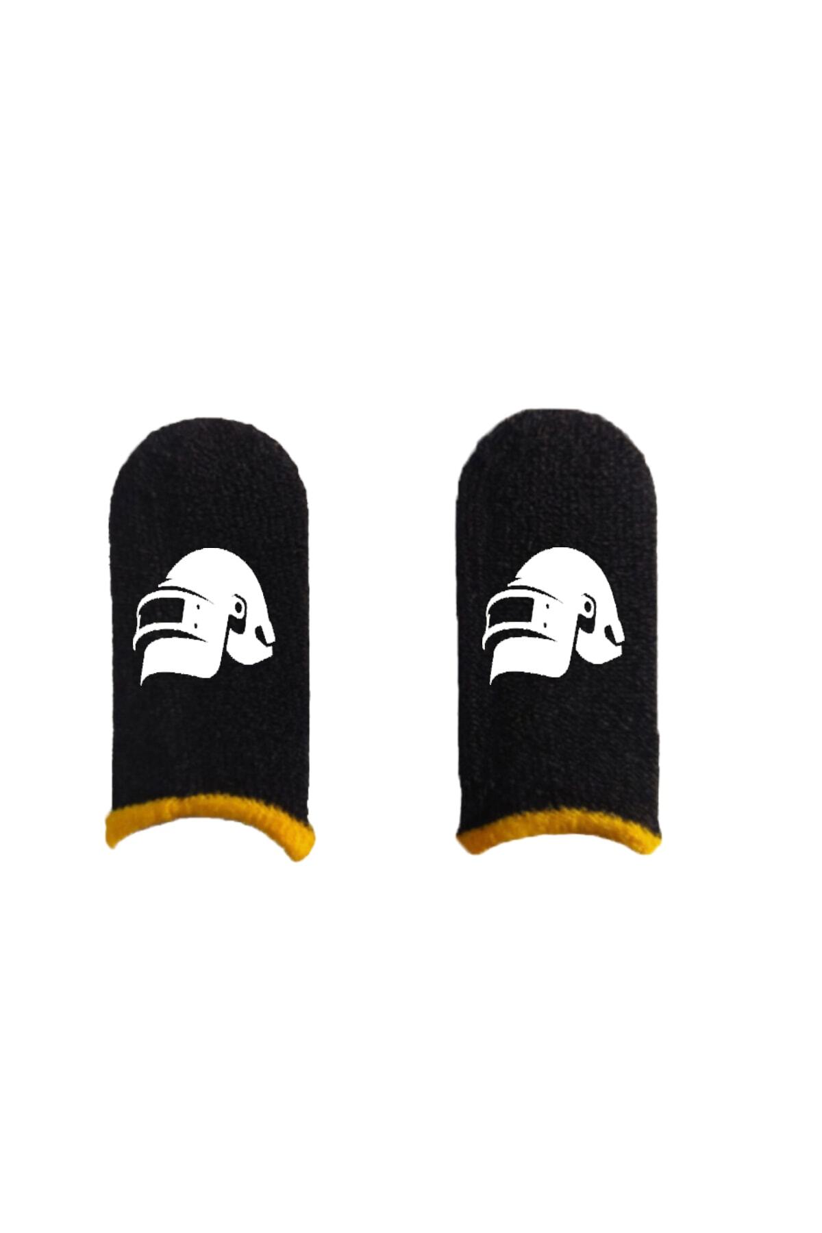 FAB Store Yeni Nesil Mobile Oyun Pubg Parmak Eldiveni Hissiz Terlemeyi Önleyen Yapı 1 Çift Siyah Kask Desenli