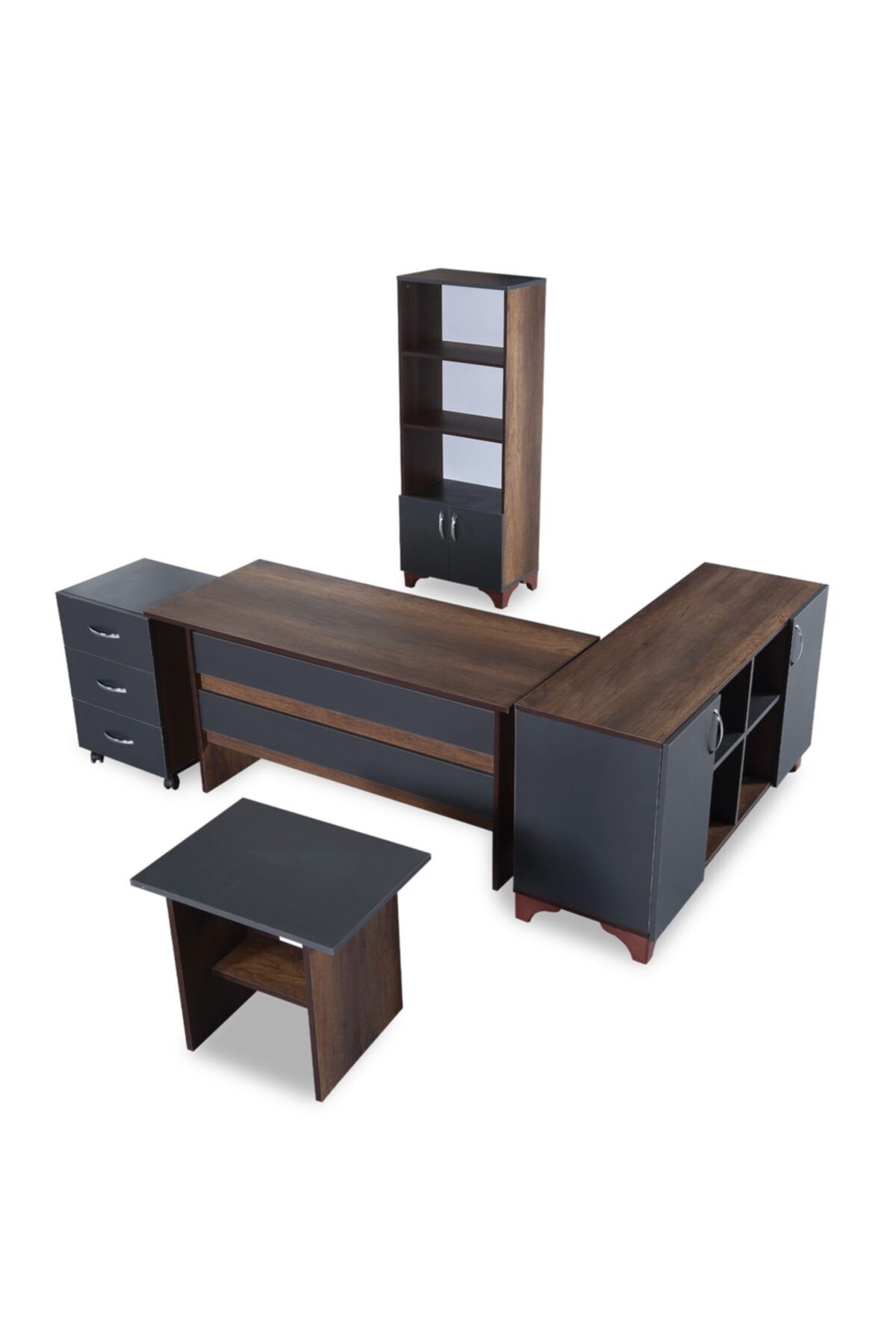 ARM OFİS Büro Masa Takımı Ofis Masa Takımı 5 Parça Ofis Takımı Masa+ Sehpa + Kitaplık + Dolap + Keson