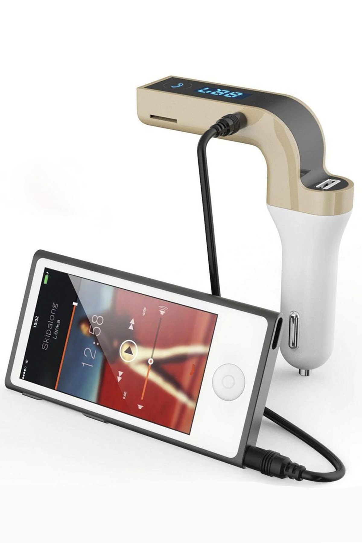 NOYİSKA Fiat Fiorino Uyumlu Fm Transmitter Oto Çakmaklık Şarj Usb Girişli Araç Bluetooth Mp3 Çalar
