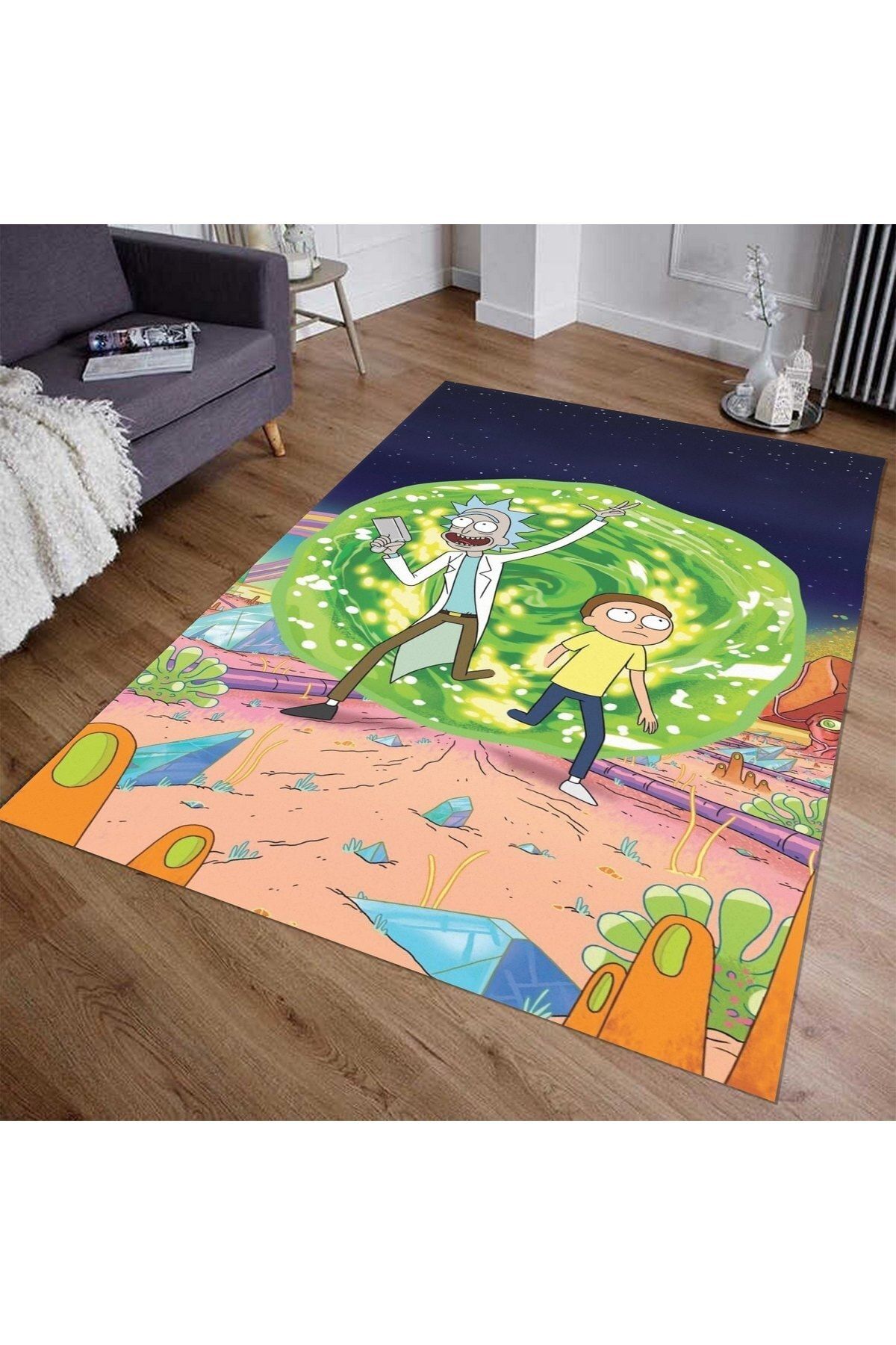 KİPARİS Rick And Morty 2, Kaymaz Taban  Çocuk Odası Halısı
