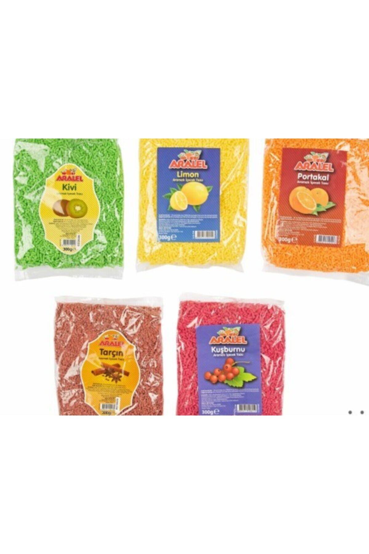 ARALEL Granül Içecek Tozları Seti(Limon,portakal,kuşburnu,kiwi,tarçın)300 gr Lık 5 Paket